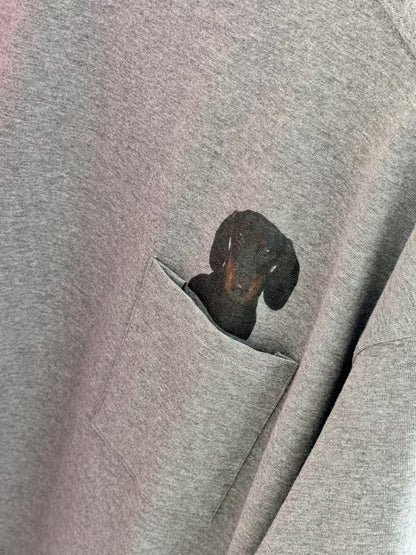 口袋狗狗print tee丨白