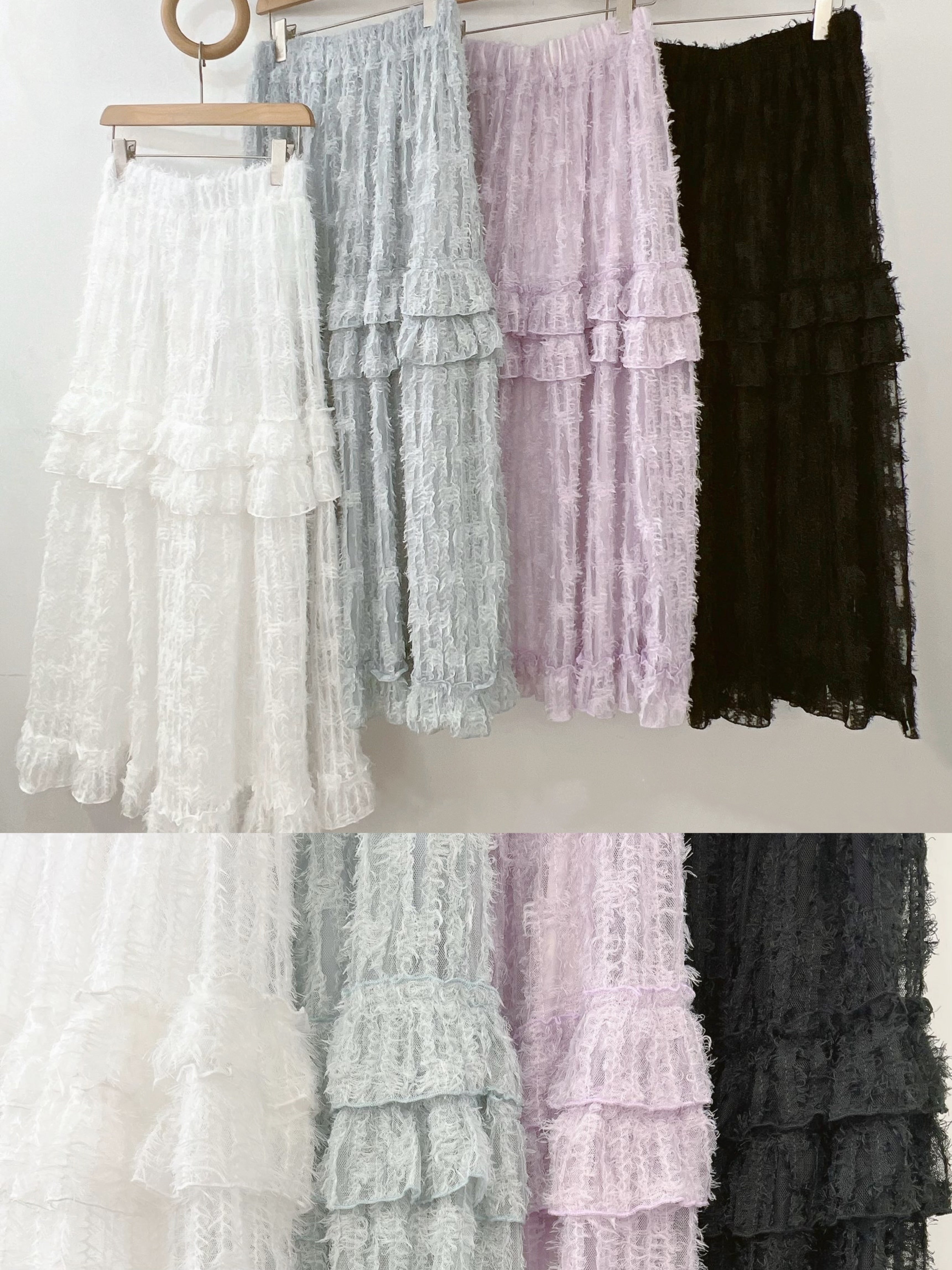 【SALE】車線蘇蘇ruffle半身裙丨 灰藍