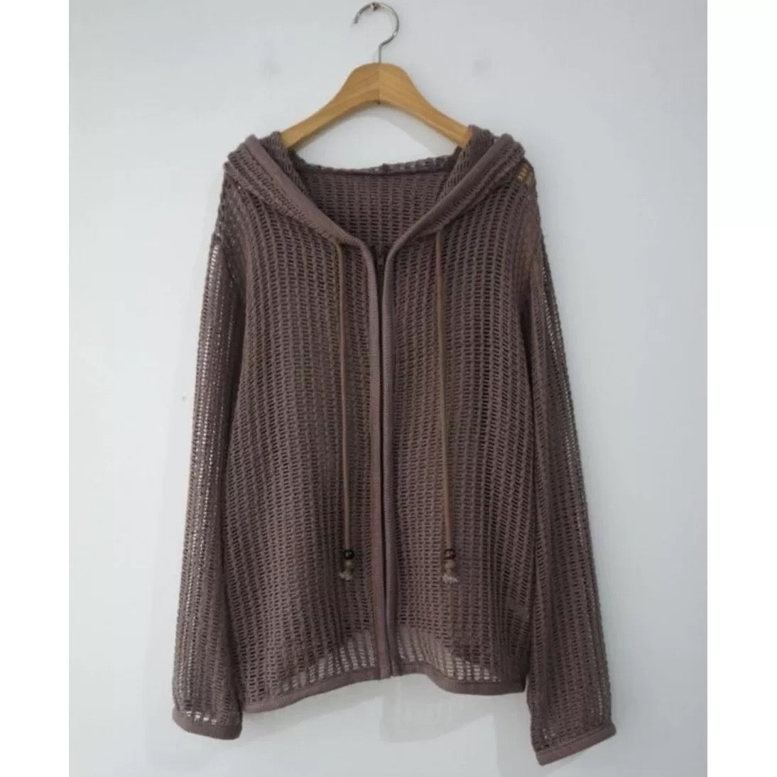 【SALE】網網連帽拉鍊外套丨灰