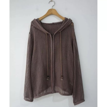 【SALE】網網連帽拉鍊外套丨灰