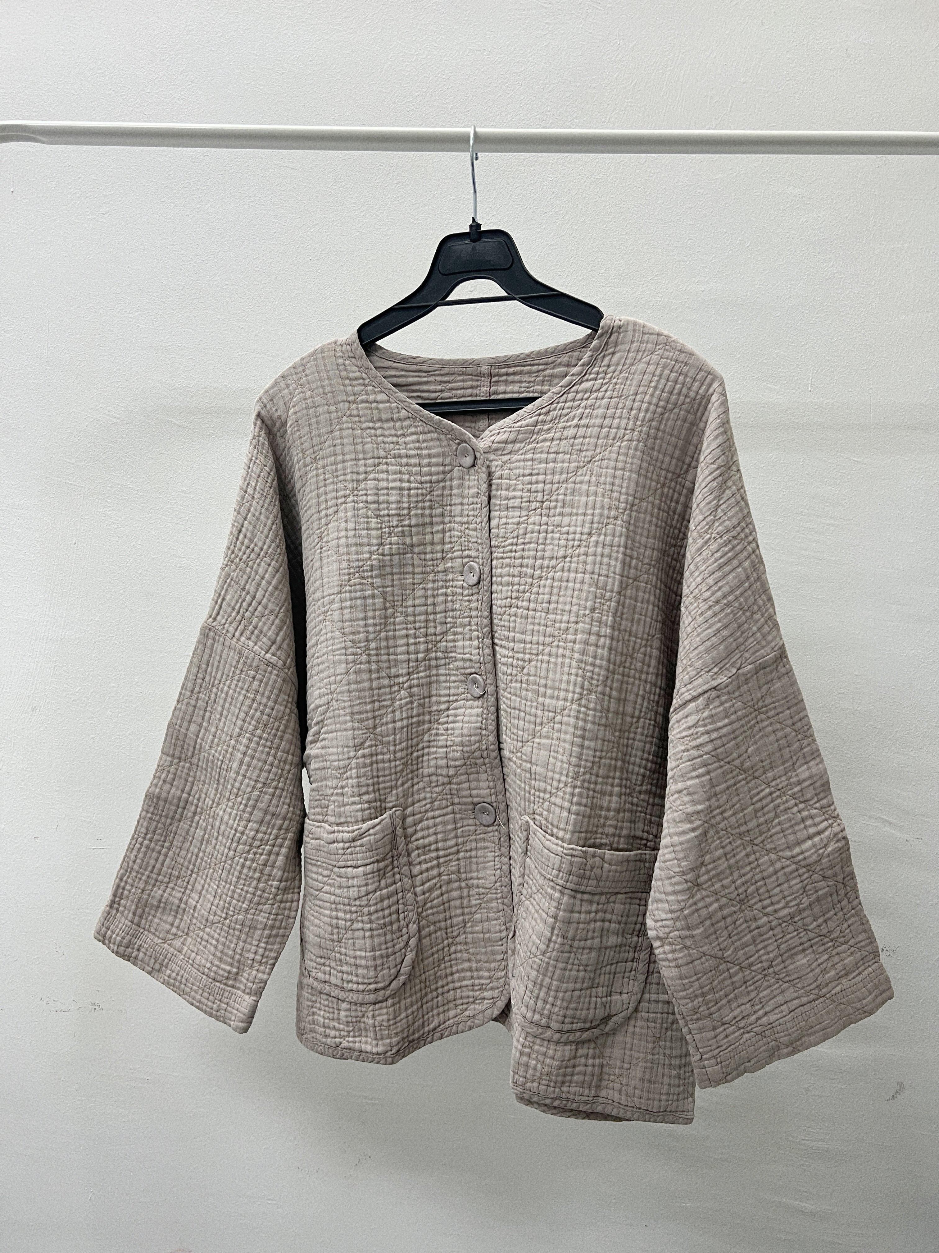 暗條紋菱格薄棉外套｜2 col