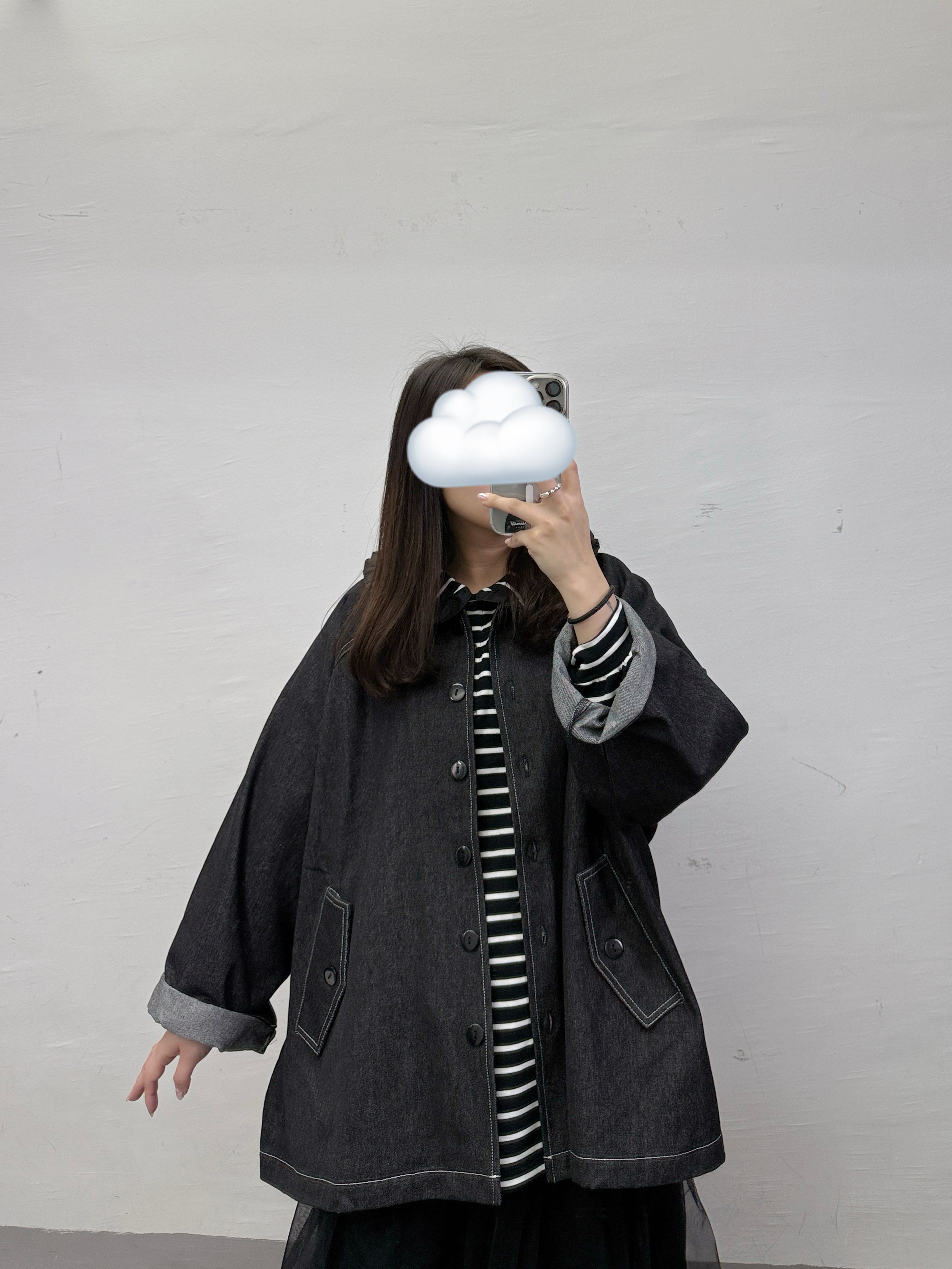 【新品優惠】明線牛仔闊型外套