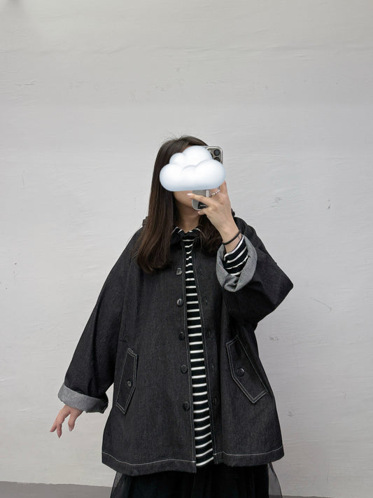 明線牛仔闊型外套