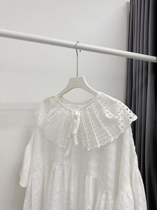 【SALE】綁帶通花假領口