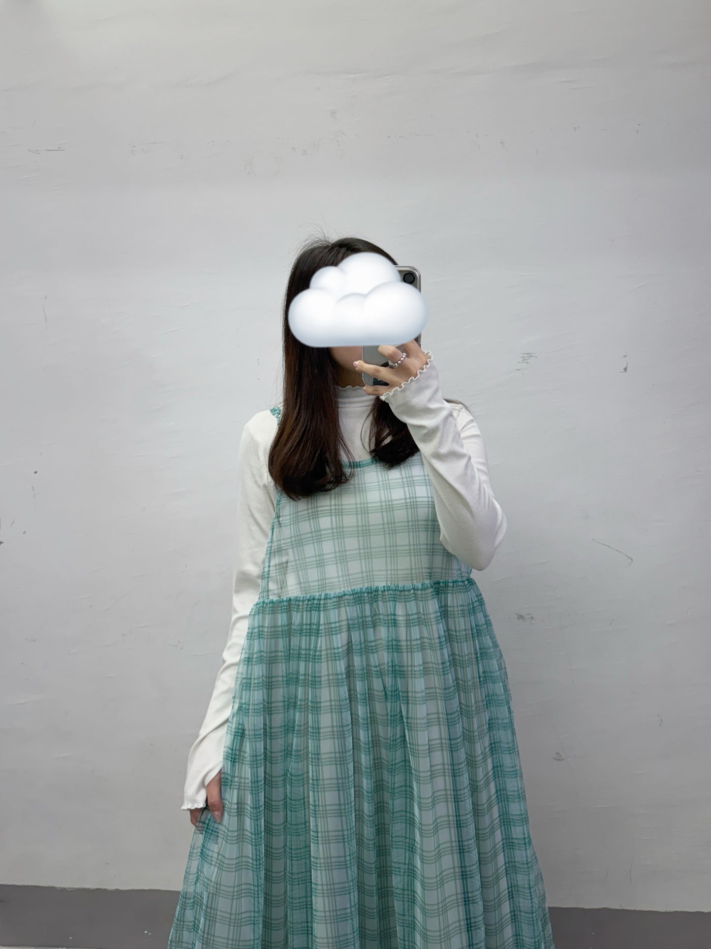 【SALE】紗紗格紋吊帶ops丨薄荷綠