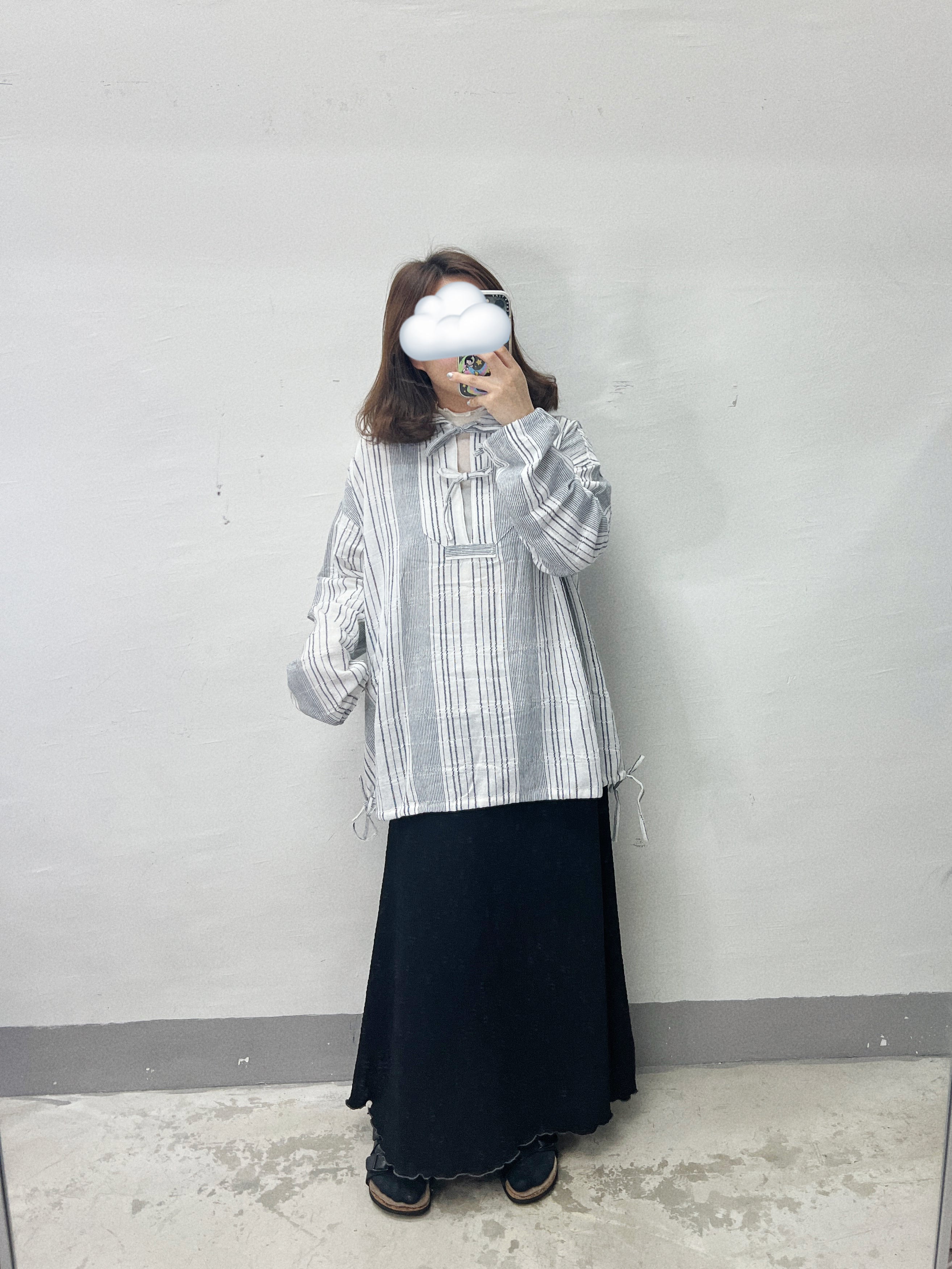 【SALE】綁帶蝴蝶結條子連帽top｜2 col