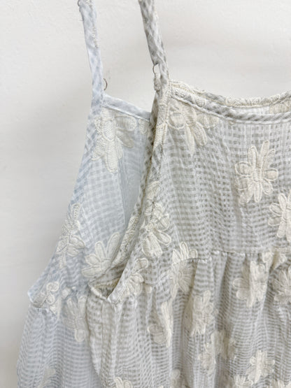 【SALE】格紋拼刺繡花紋半透中長外搭丨2 col