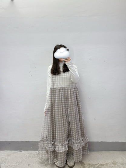 【SALE】紗紗格紋吊帶ops丨薄荷綠