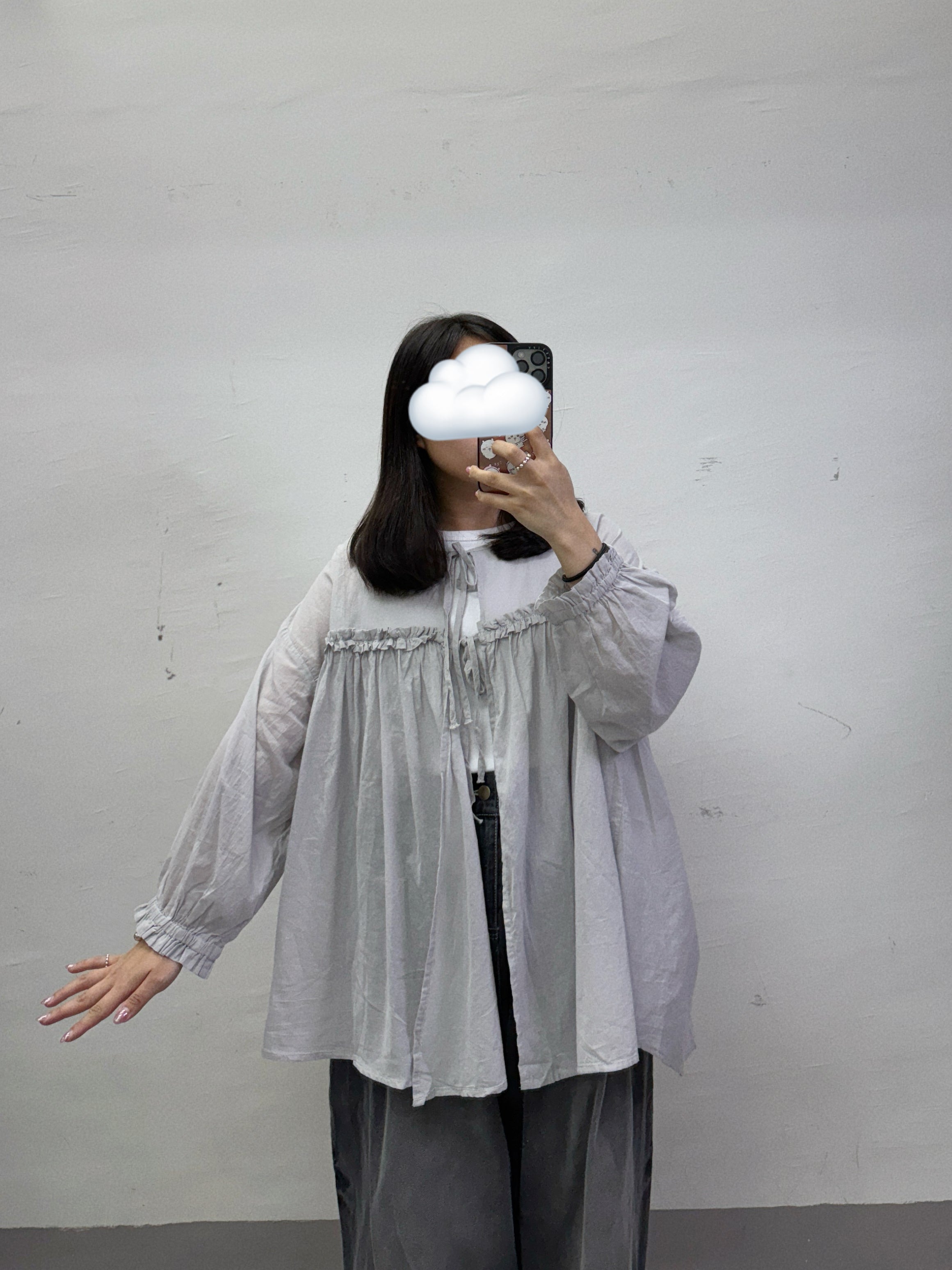 推！ruffle邊綁帶薄外襯丨白