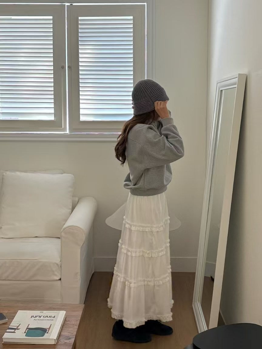 【comeback】ruffle邊絨面層層裙｜2 col