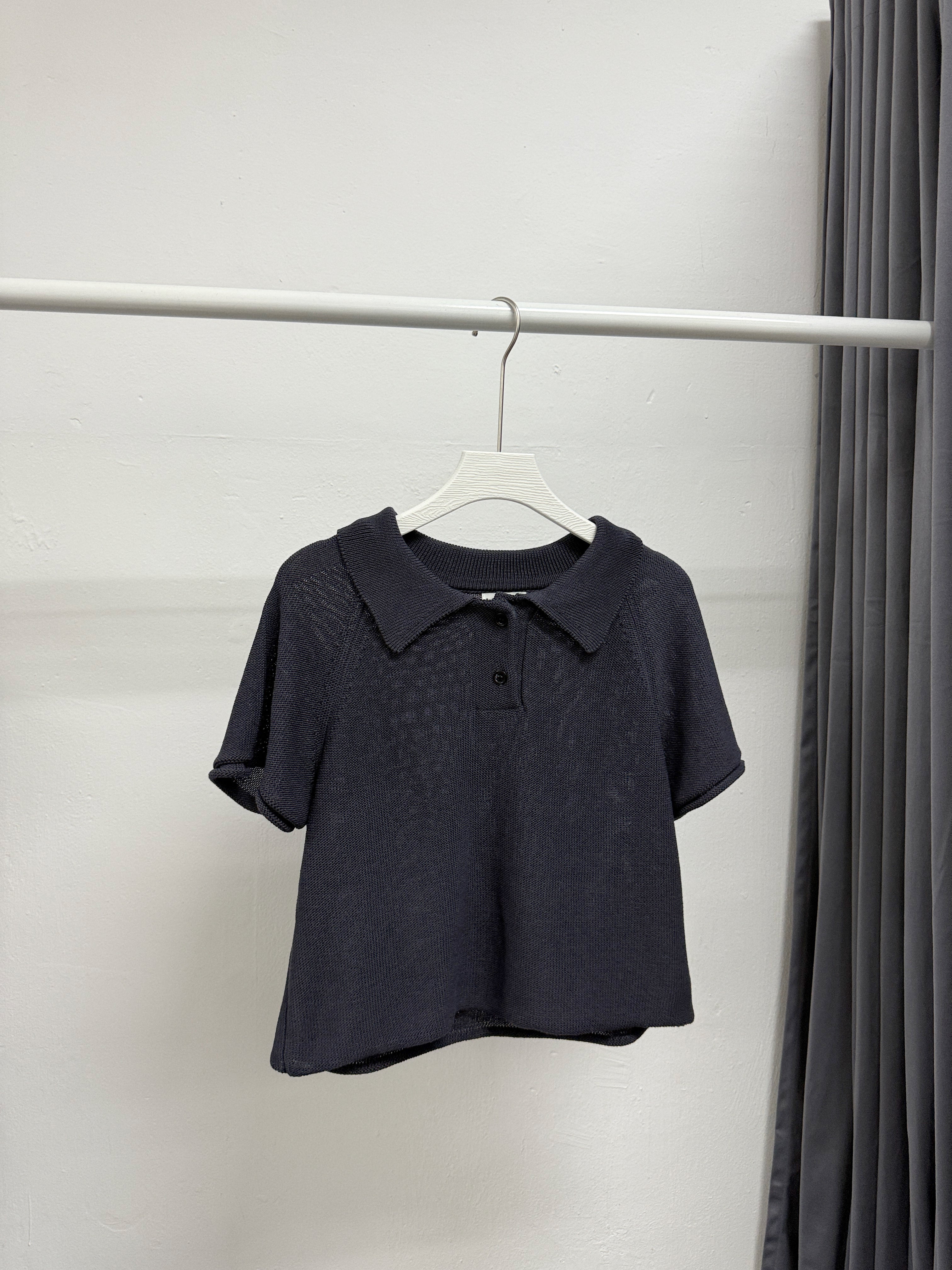 【SALE】通爽針織有領top丨黑