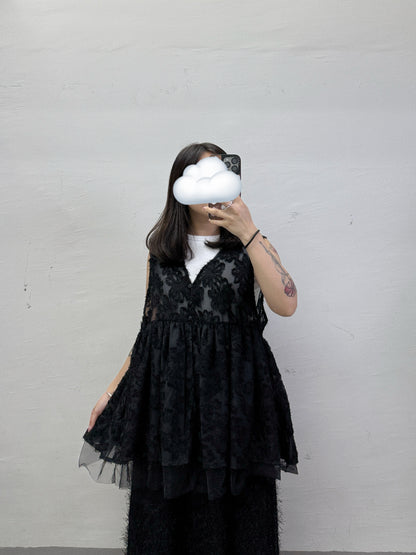 【SALE】蘇蘇花紋拼紗外搭丨紫 粉