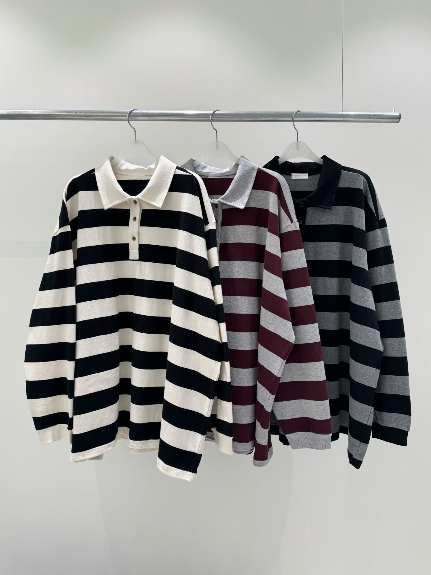 條紋反領top丨3 col