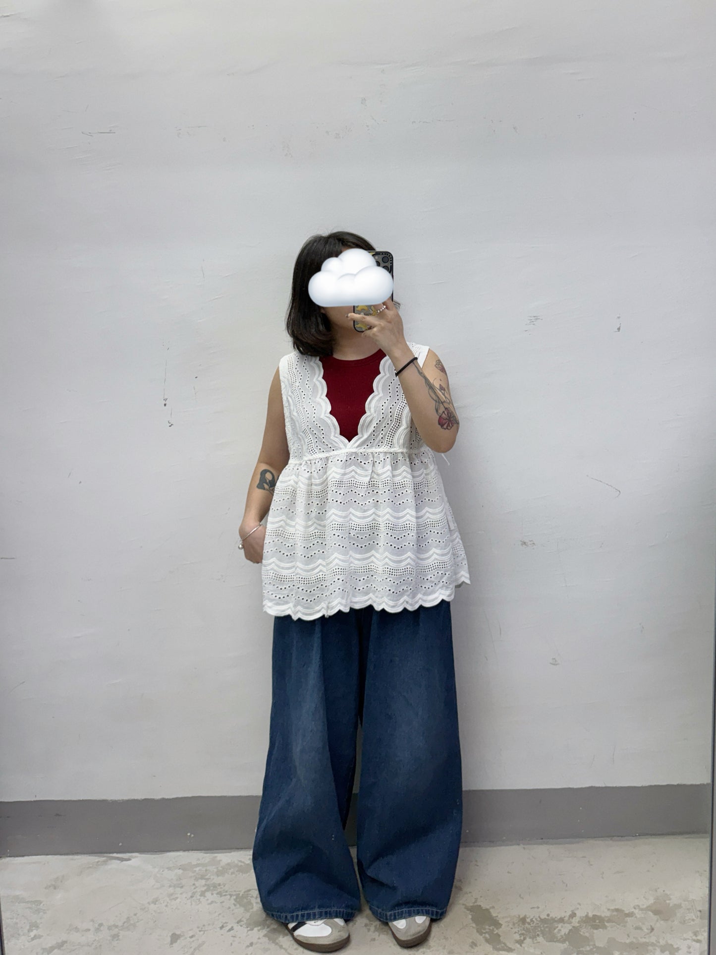 洗水色牛仔闊褲