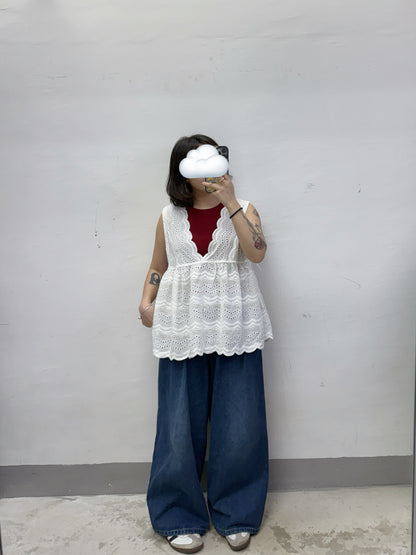 洗水色牛仔闊褲