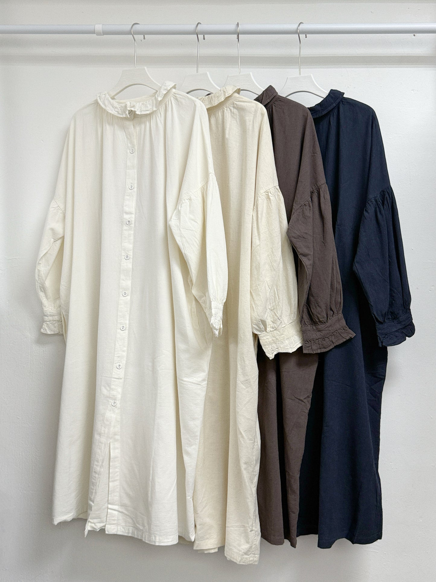 【SALE】棉麻料ruffle領排鈕ops丨4 col