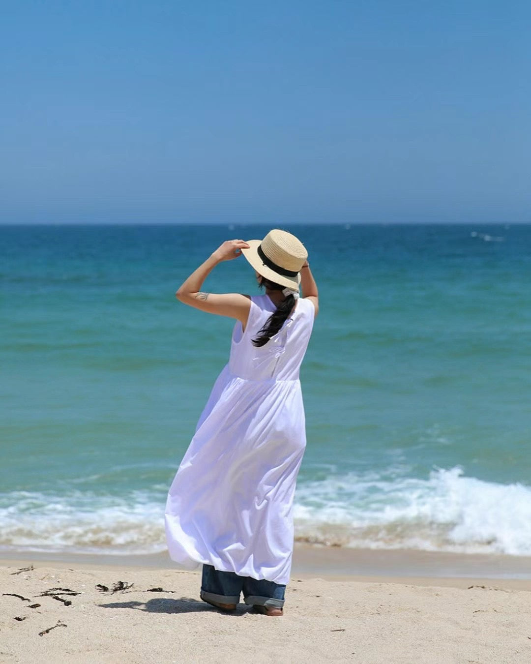 【SALE】2-way 綁帶蝴蝶結泡泡ops｜白