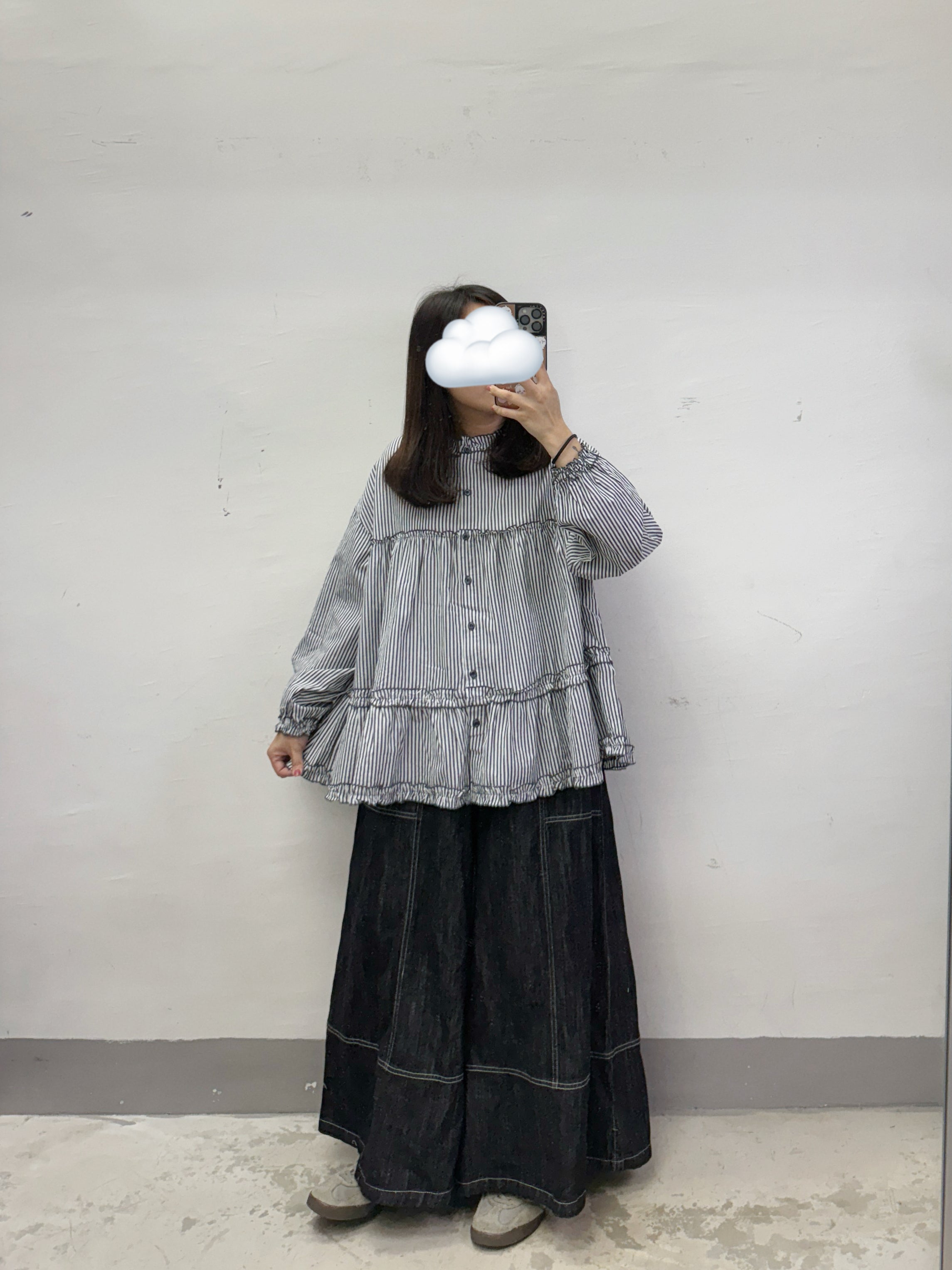 條紋ruffle領娃娃上衣丨3 col