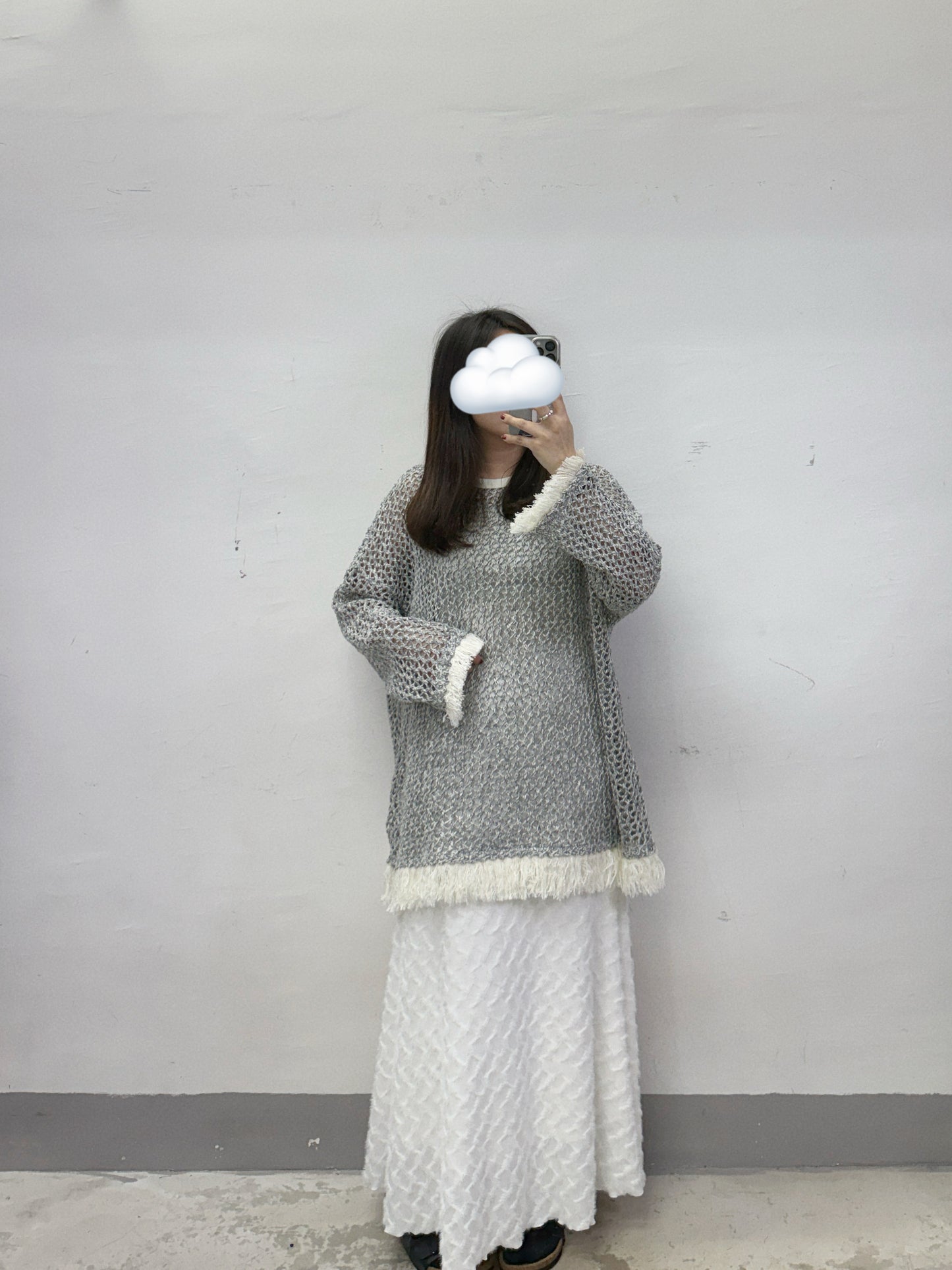 下擺流蘇網網針織上衣丨3 col