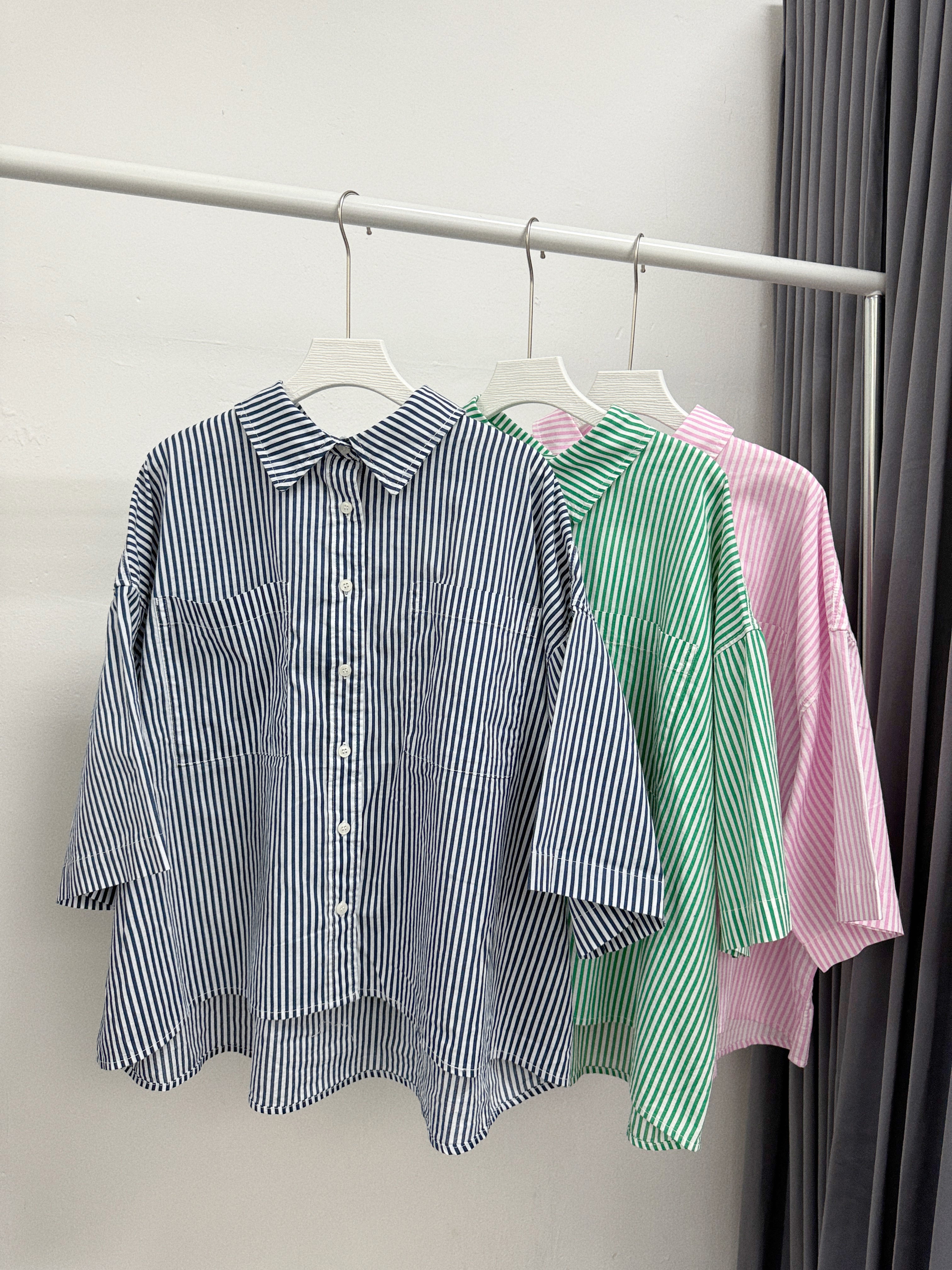 【SALE】條紋有領口袋恤丨3 col