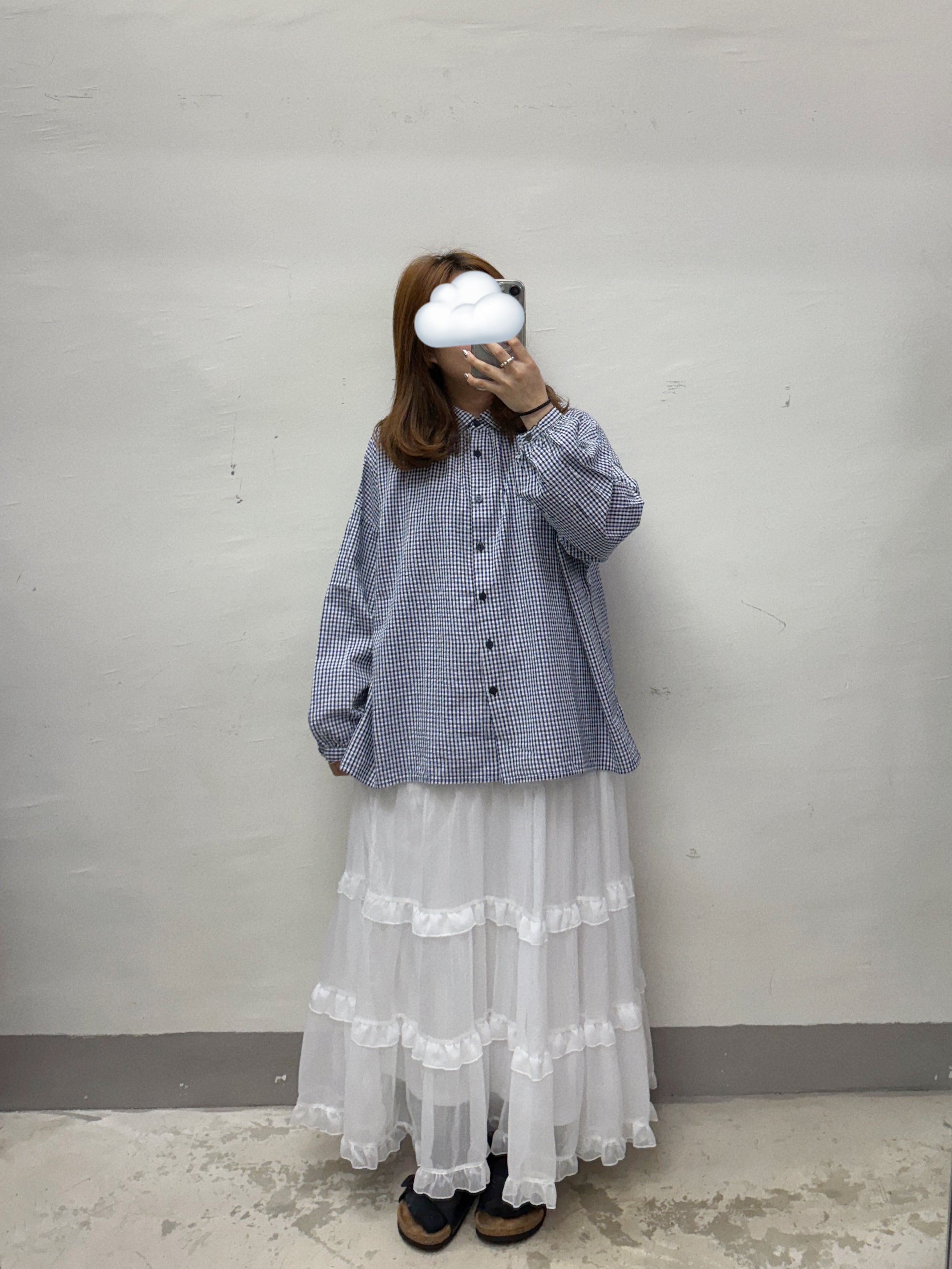 【SALE】ruffle邊透紗裙丨粉杏