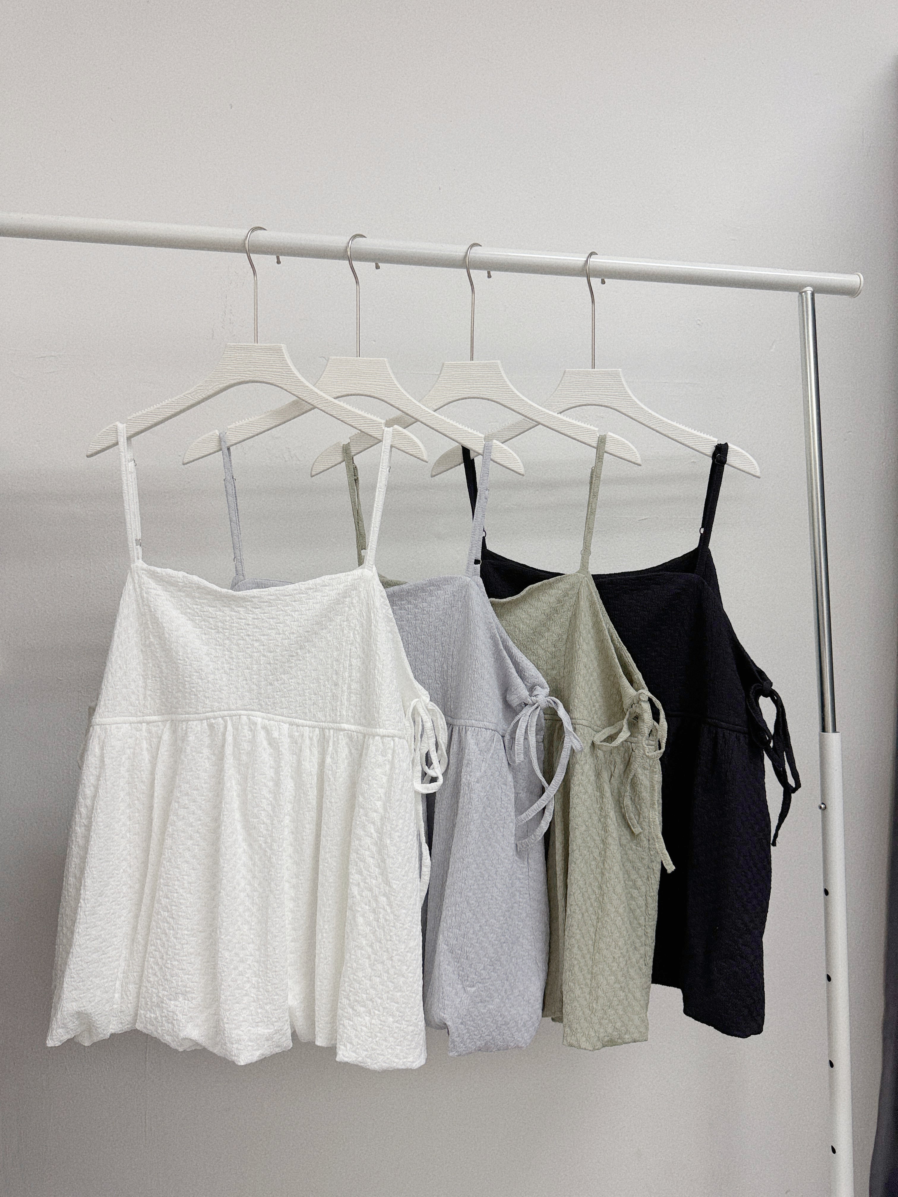 【SALE】暗紋側綁帶微泡型外搭丨綠