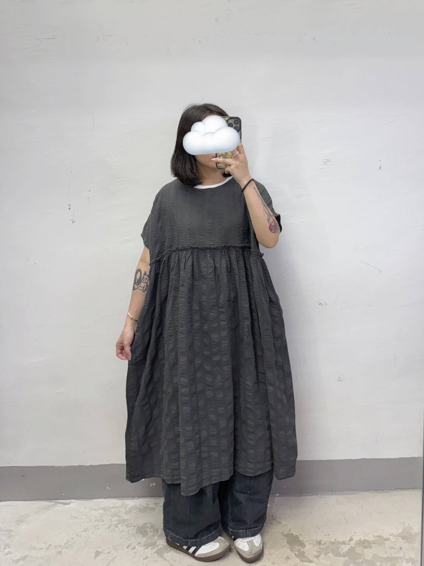【新品優惠】暗直紋ruffle邊ops丨3 col