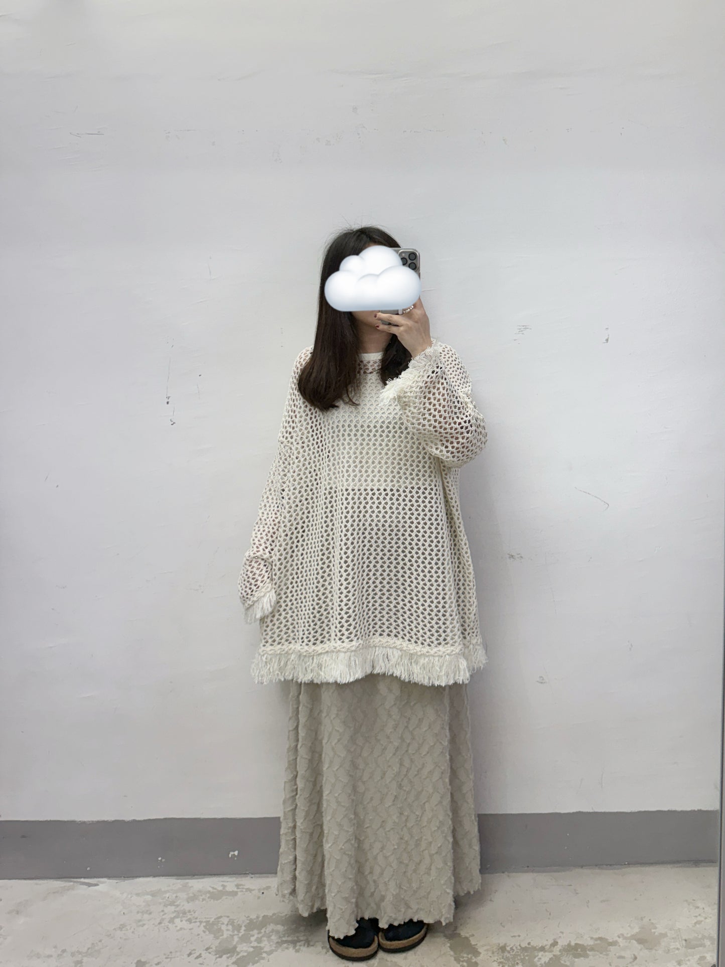 下擺流蘇網網針織上衣丨3 col