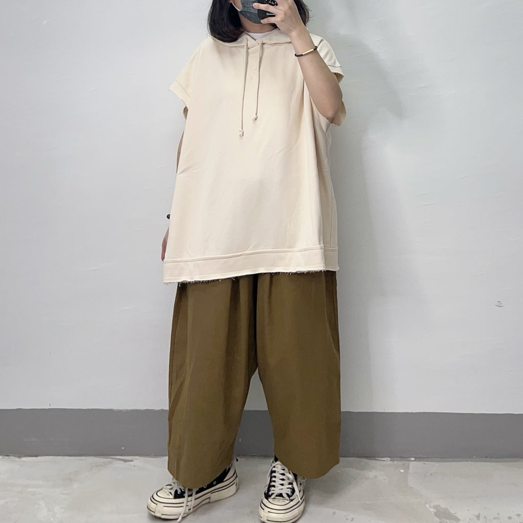 【SALE】珠地棉料有帽top｜黑