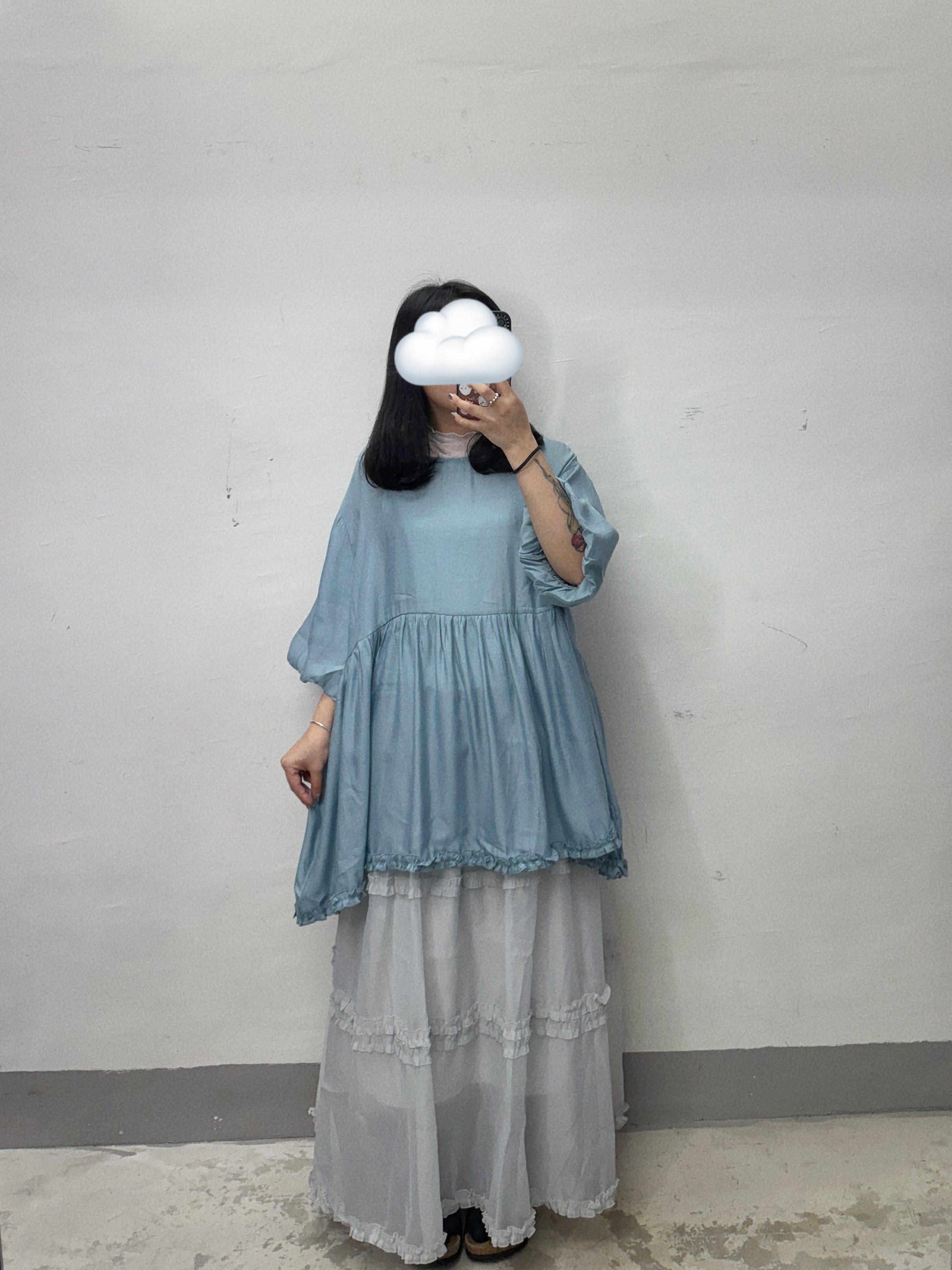 【SALE】泡泡袖下擺ruffle邊top丨4 col