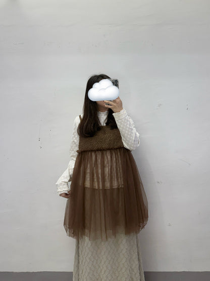 【SALE】皺皺紋拼紗外搭丨5 col