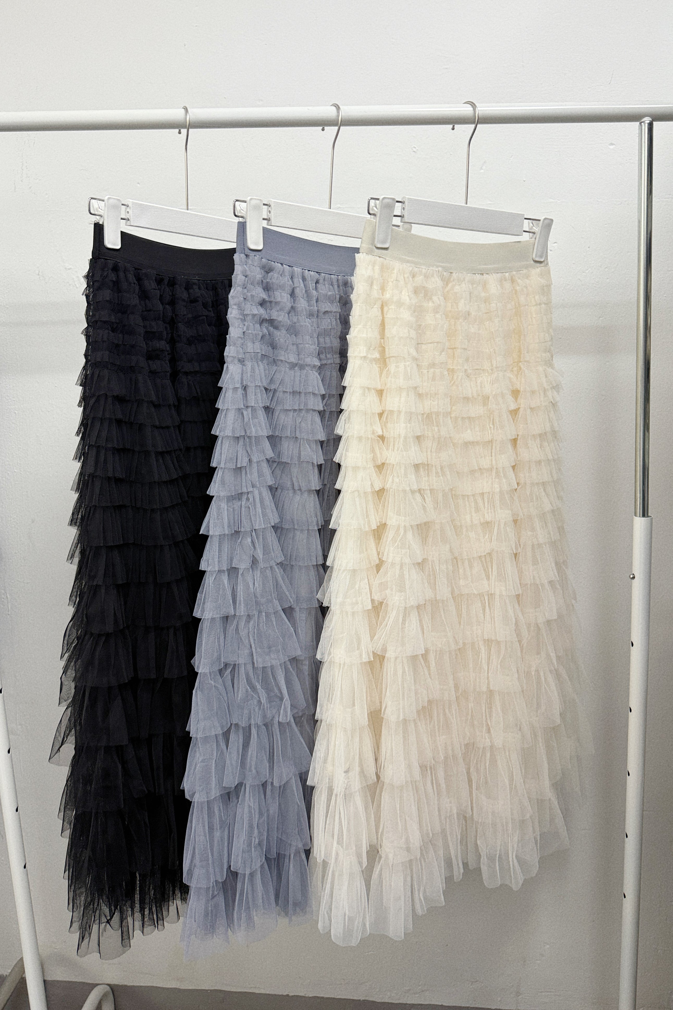 推！ruffle邊紗紗蛋糕裙｜米白