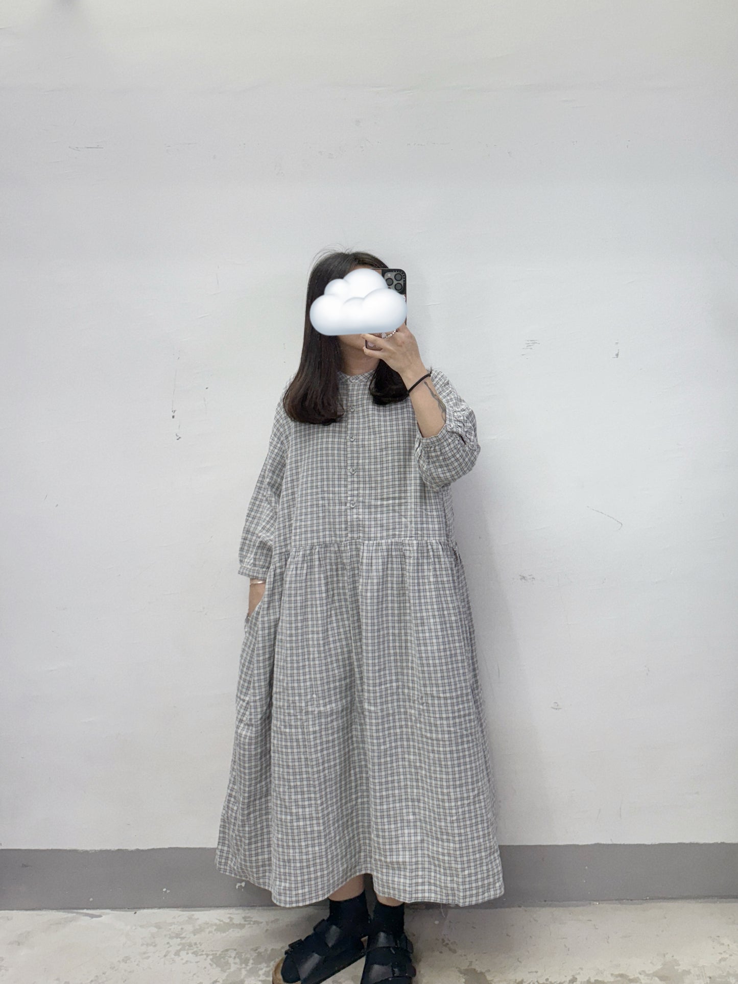 【SALE】bb棉格紋ops丨灰