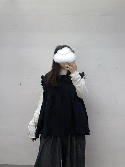 【新品優惠】ruffle邊暗紋背心丨2 col