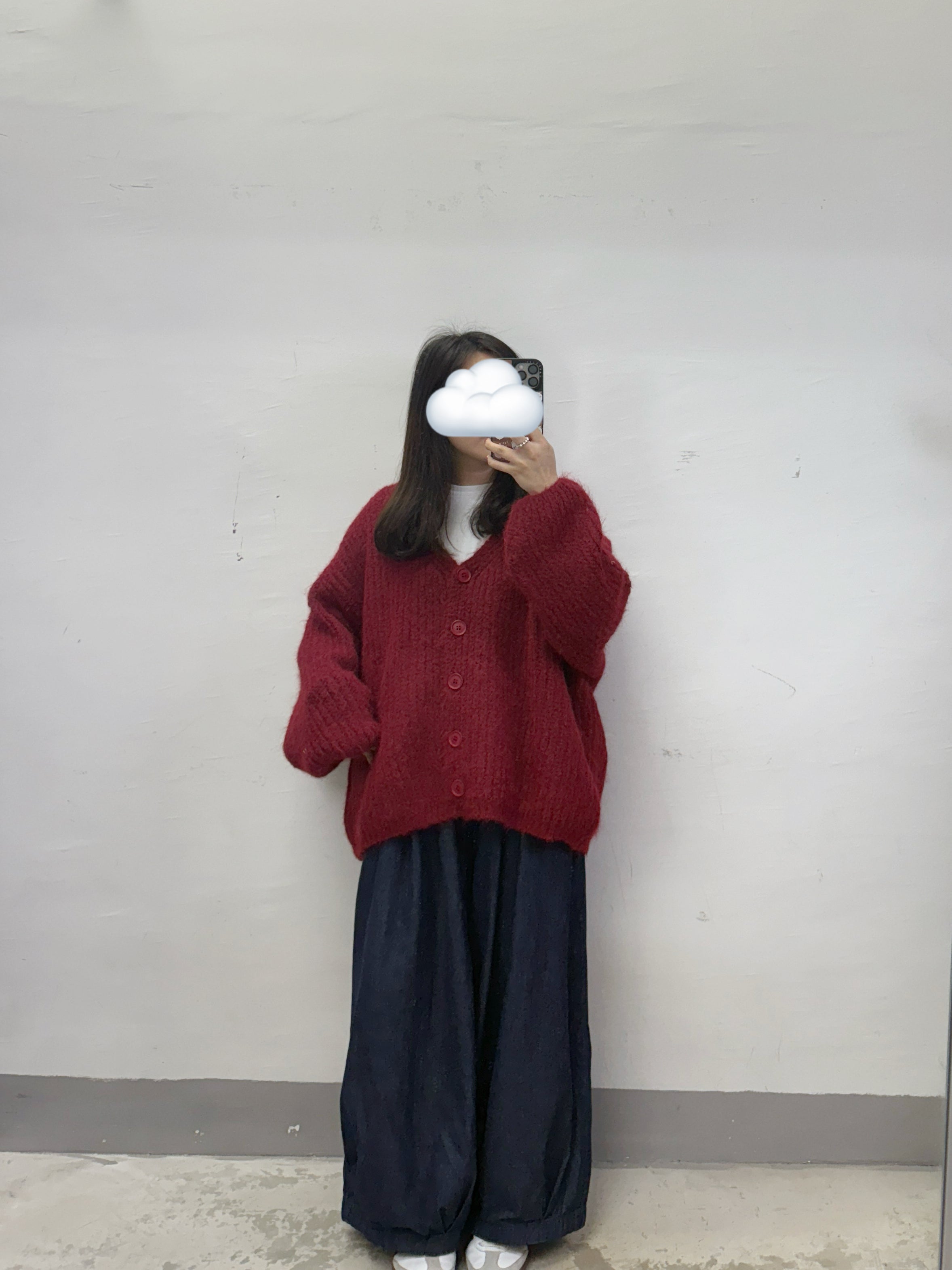 v領針織冷外套丨灰