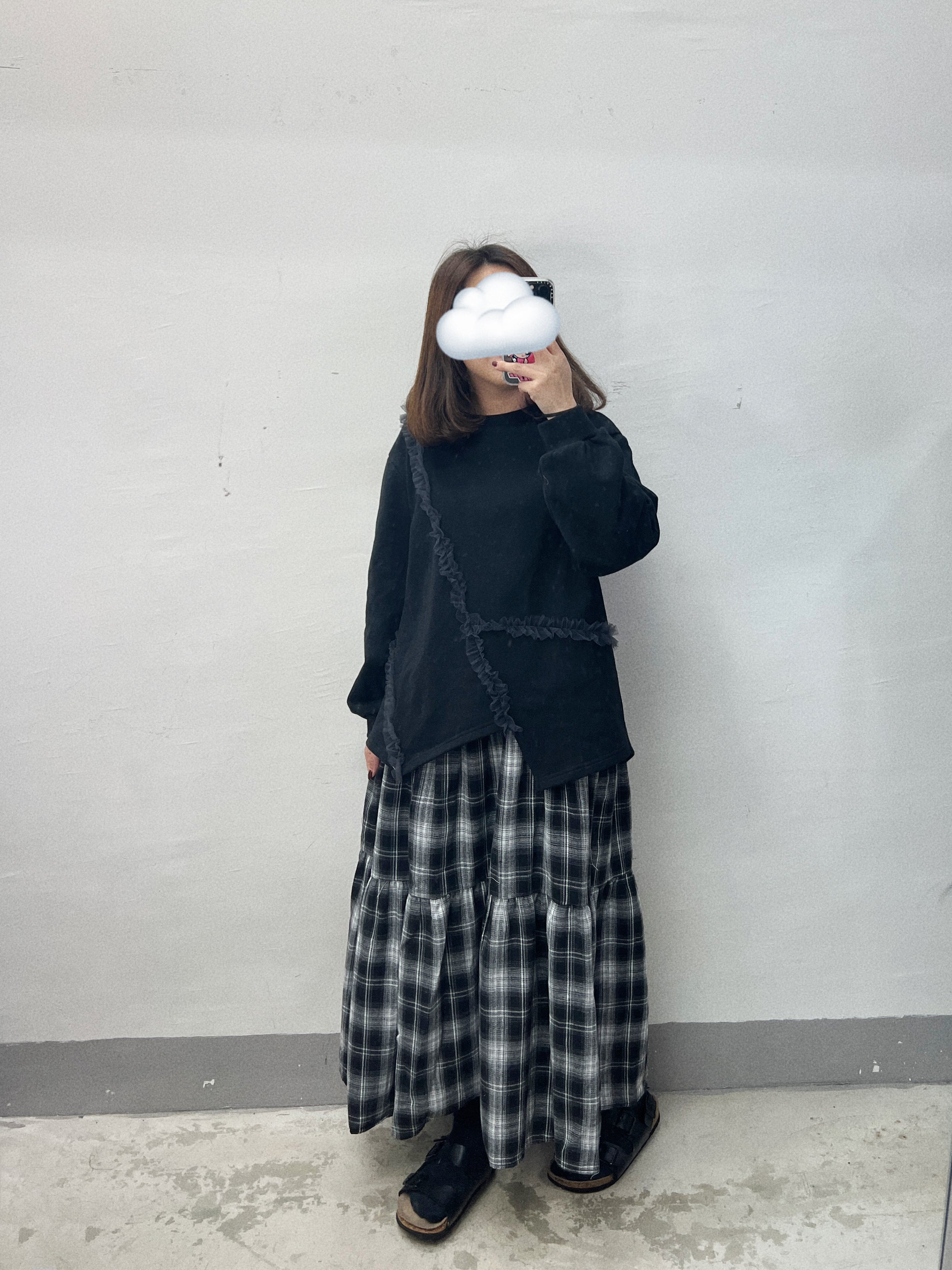 紗紗ruffle邊衛衣｜灰白 杏