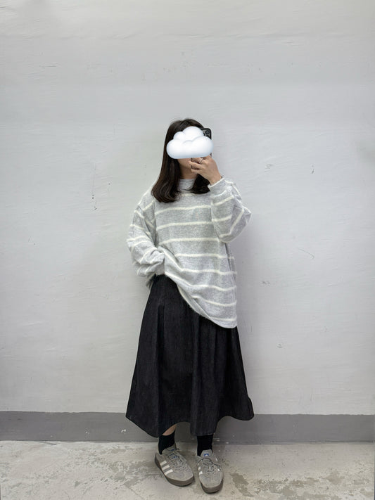 【SALE】中長牛仔半身裙丨藍