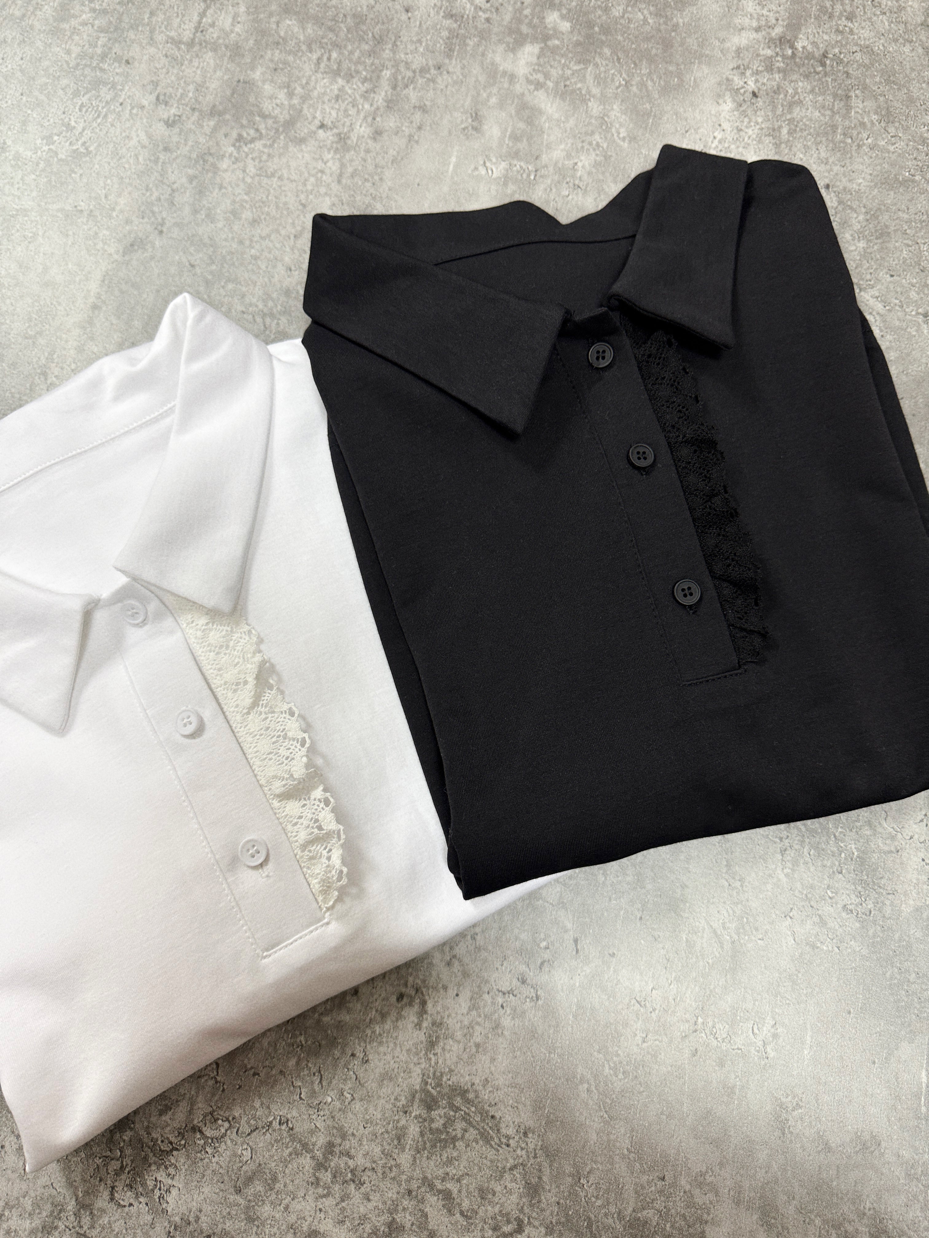 【SALE】拼lace有領top丨白