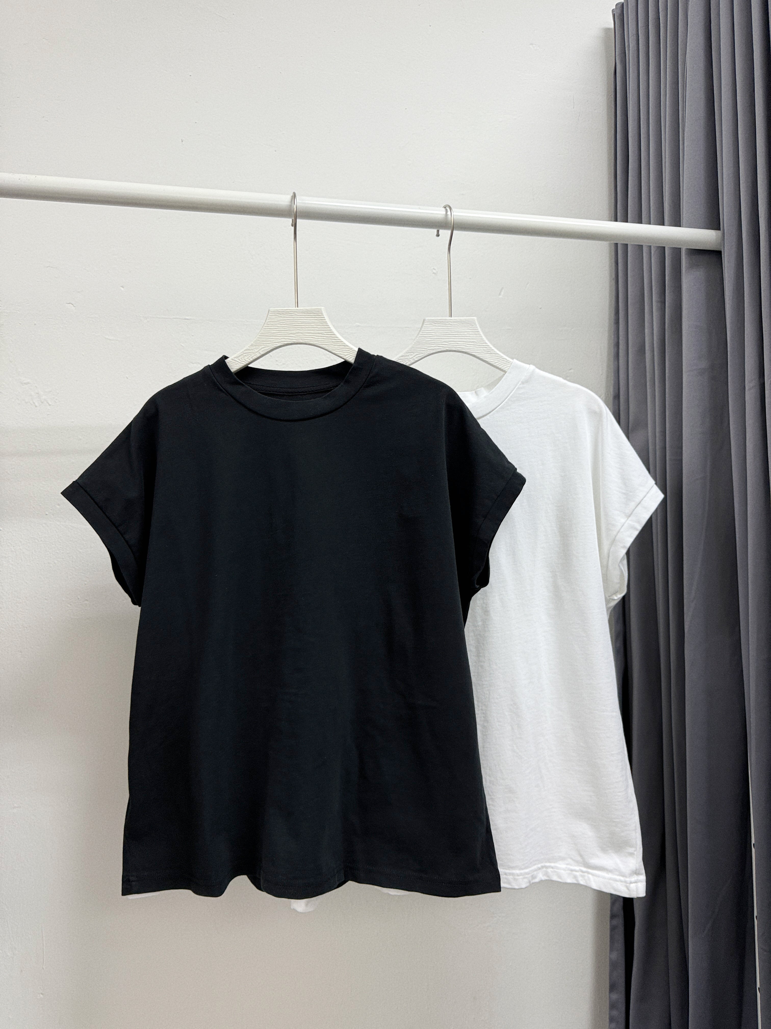 翼袖basic圓領top丨白