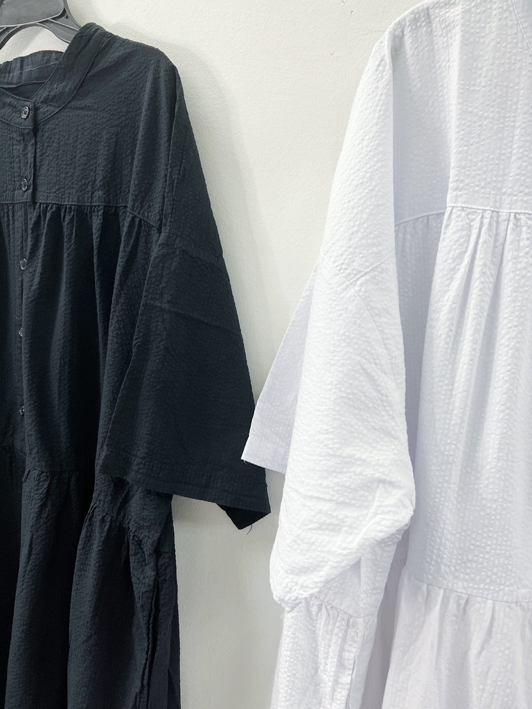 【SALE】暗條紋日系排鈕ops｜白