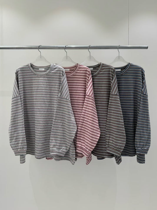 【SALE】靚拼色條紋上衣丨炭灰