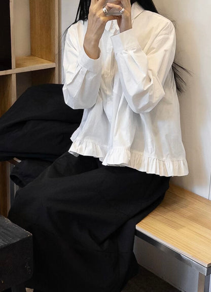 下擺ruffle反領恤top丨3 col