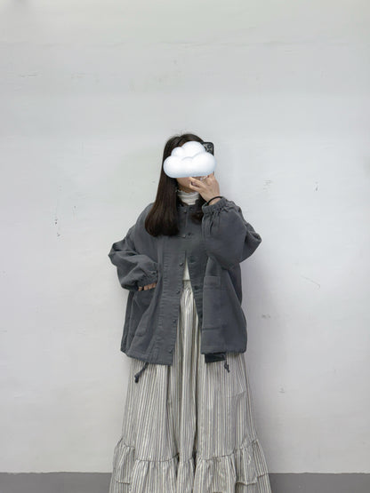 【SALE】棉料束袖口袋外套丨杏 灰