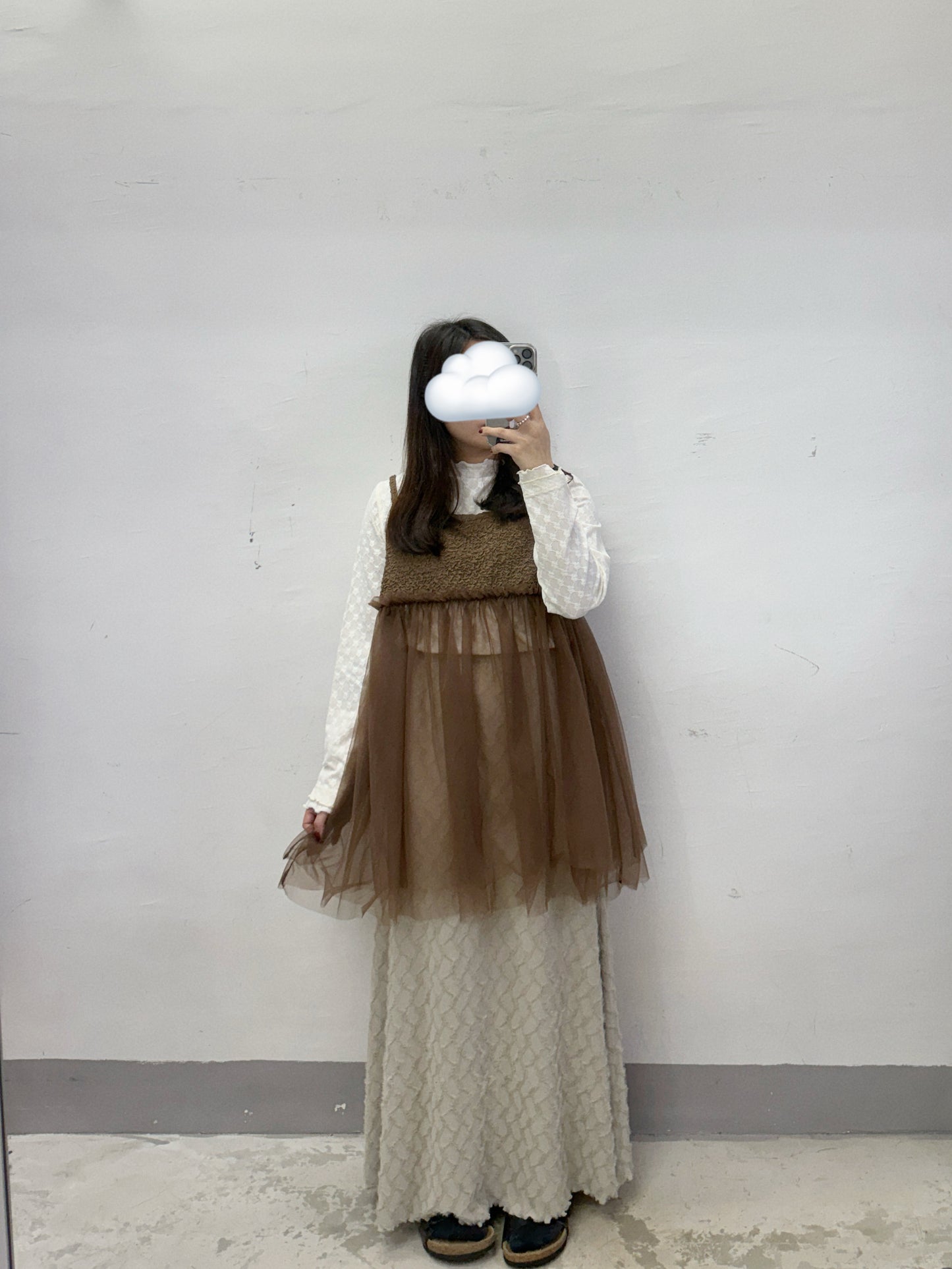 【SALE】皺皺紋拼紗外搭丨5 col