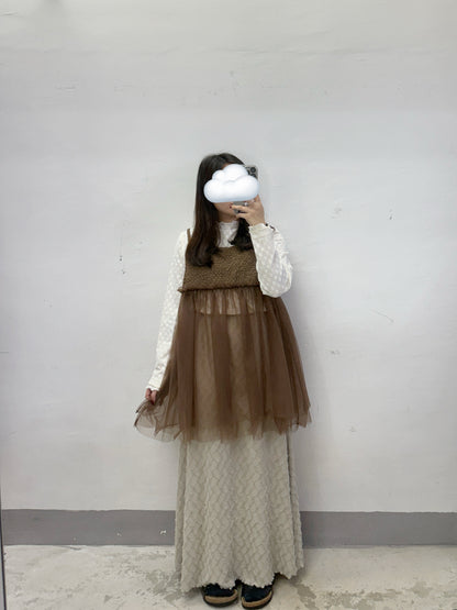 【SALE】皺皺紋拼紗外搭丨5 col