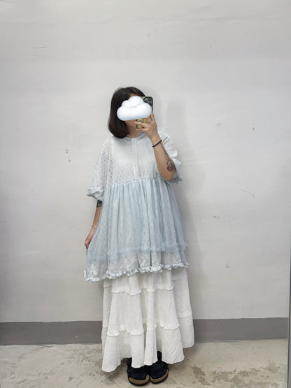 【新品優惠】暗紋拼紗泡泡袖罩衫丨4 col