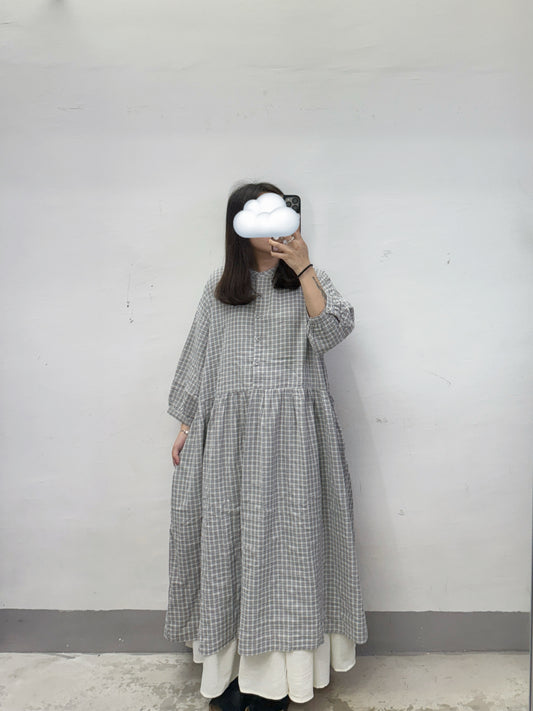 【SALE】bb棉格紋ops丨灰