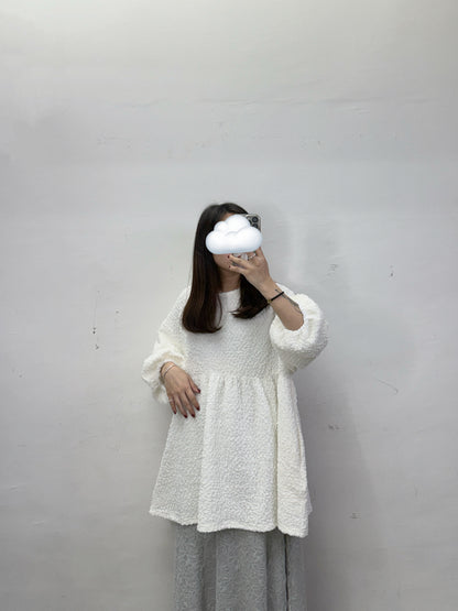 【新品優惠】皺皺紋後綁帶泡袖上衣丨3 col