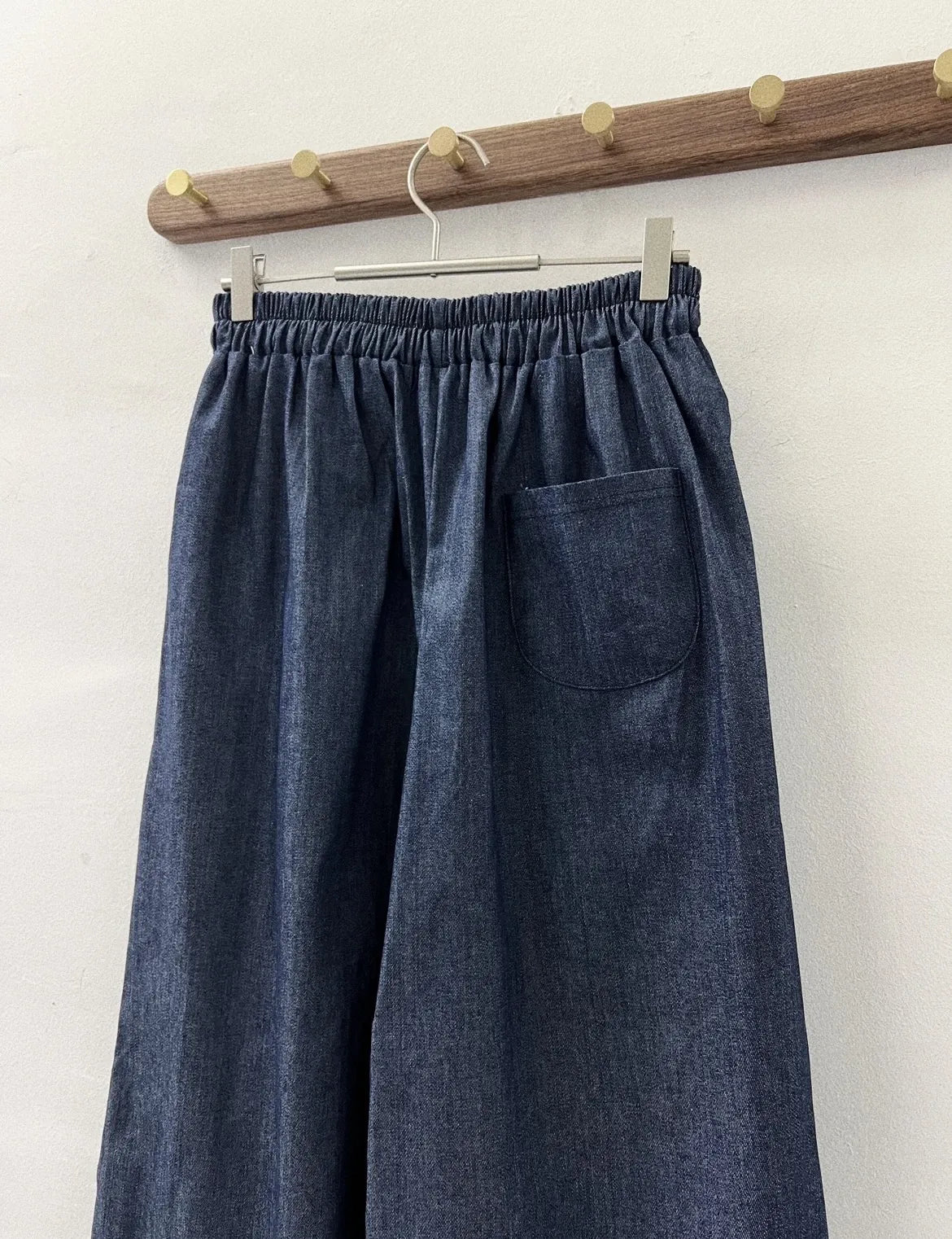 薄牛仔全橡筋腰闊裙褲