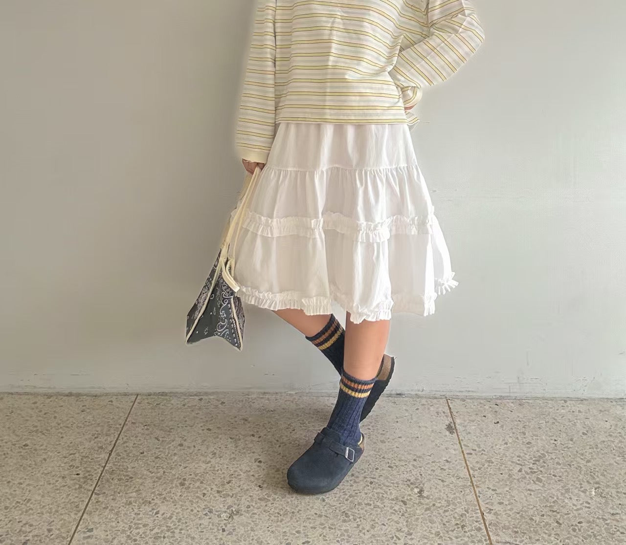 ruffle邊中長半身裙丨2 col